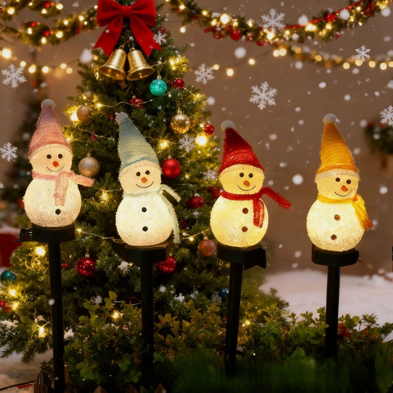 Outdoor Solar Power Xmas Lights - LED Snowman Solar Garden Light Outdoor