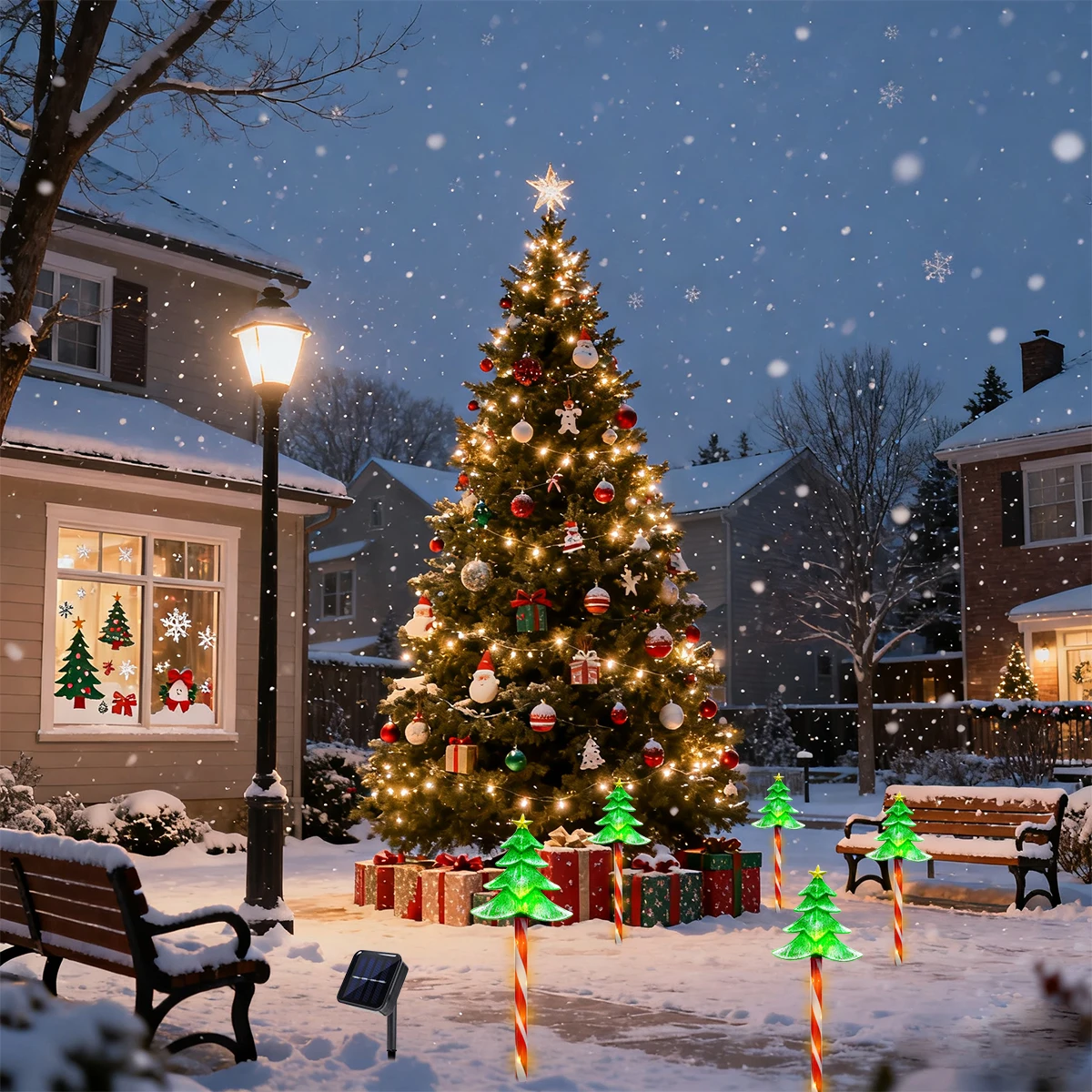 Pop 5pcs/set LED Xmas Tree Dec - đánh giá và giá Outdoor Solar Power Xmas Lights