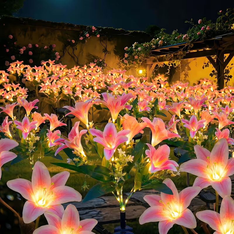 Solar Lily Flower Lawn Lights  - đánh giá và giá Outdoor Power Stake