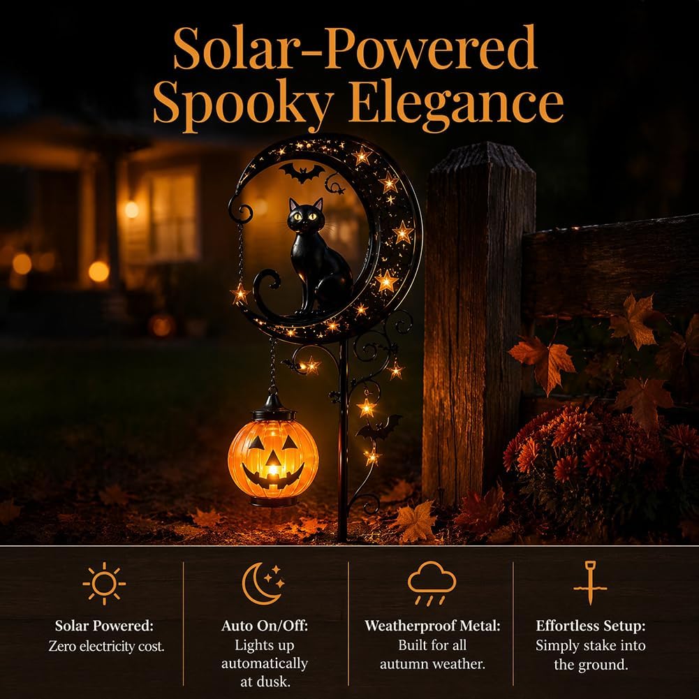 Solar Halloween Black Cat & Pu - đánh giá và giá Outdoor Power Stake