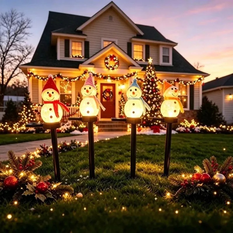 Solar Powered Snowman Ground S - đánh giá và giá Outdoor Solar Power Xmas Lights