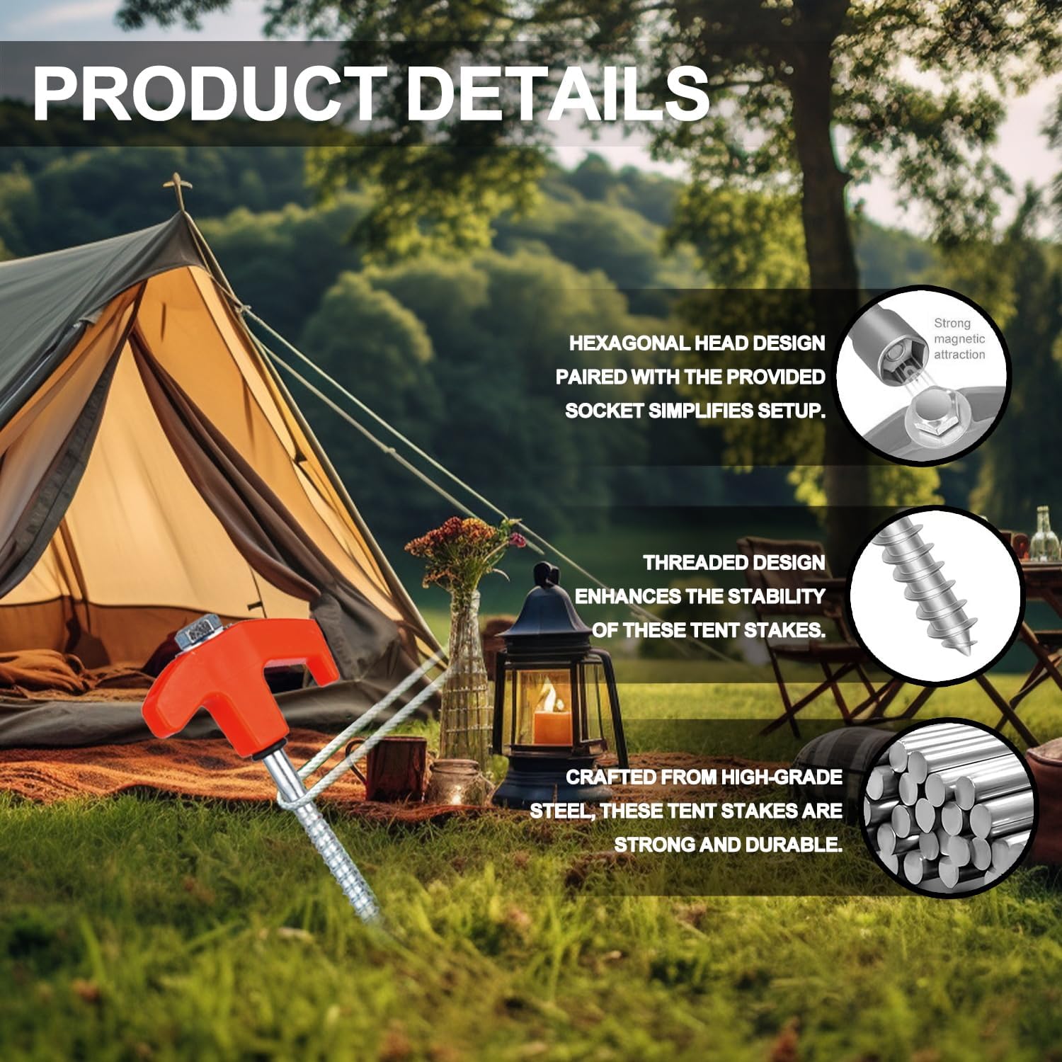 5/10pc Screw in Tent Stakes He - đánh giá và giá Outdoor Power Stake