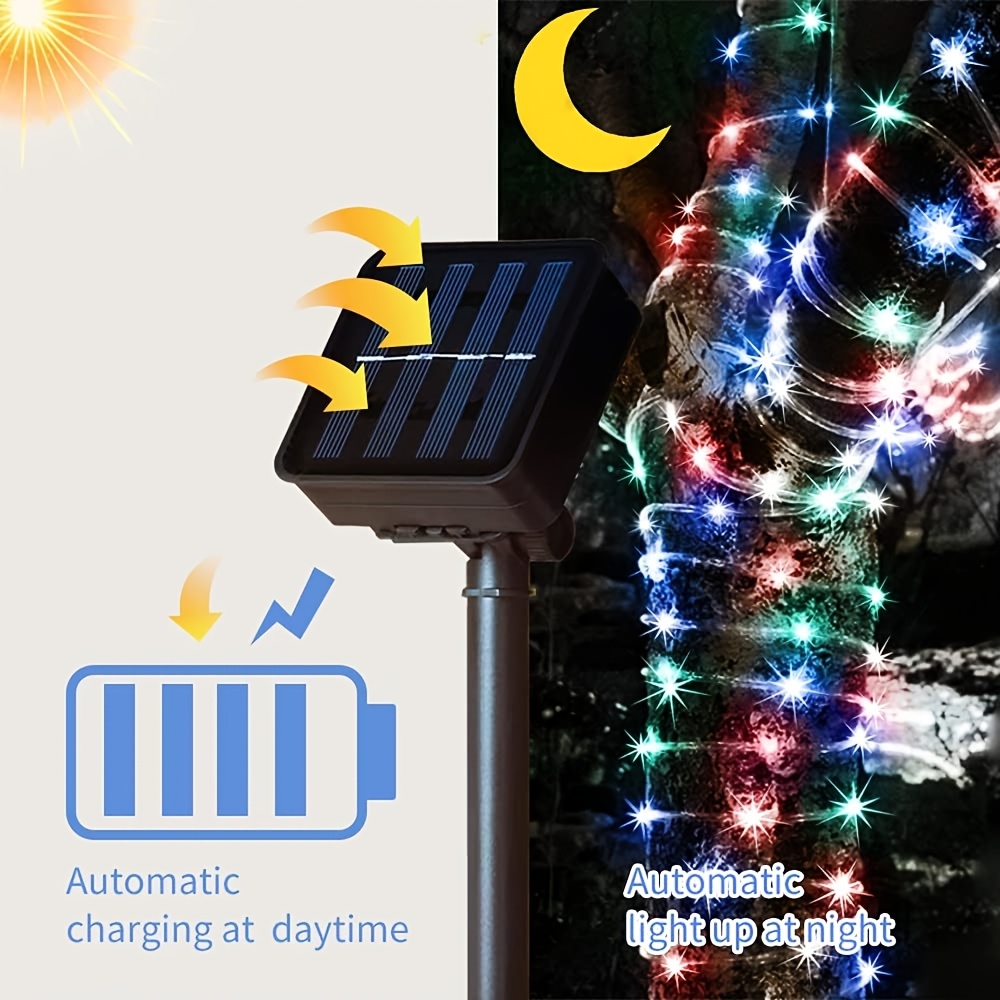 Solar Rope Light 8 Mode Waterp - đánh giá và giá Outdoor Solar Power Xmas Lights