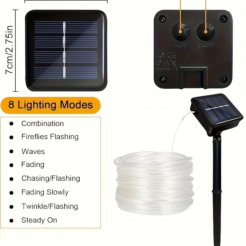 Solar Rope Light 8 Mode Waterp - đánh giá và giá Outdoor Solar Power Xmas Lights